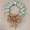 Oyster Shell Wreath, Burlap and Pearl Bow, Coastal Decor, Handcrafted