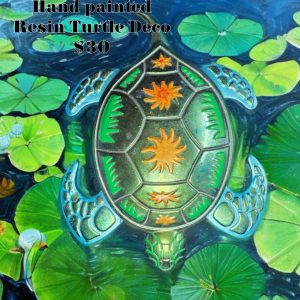 Retro Handmade painted turtle Deco