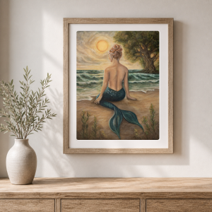 Mermaid Wall Art “Happy Place” — 11x14 Fine Art Print