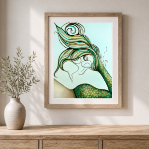 Mermaid Wall Art “Flirty” — 11x14 Fine Art Print