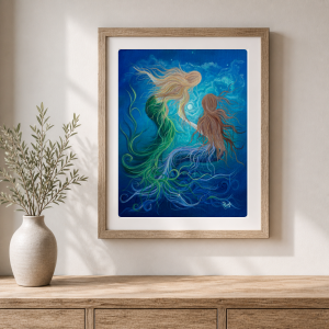 Mermaid Wall Art “Merfriends” — 11x14 Fine Art Print