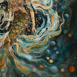 Mermaid Wall Art “Bubbles” — 11x14 Fine Art Print
