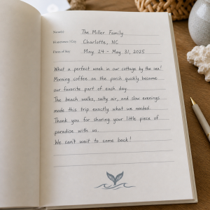 Outer Banks Cottage Guest Book - Hardcover Vacation Rental Guest Book