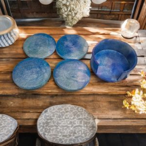 Handmade Resin Ocean blue coaster set