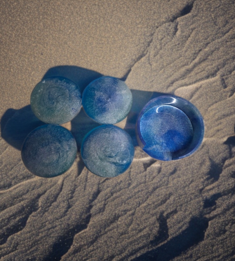 Handmade Resin Ocean blue coaster set