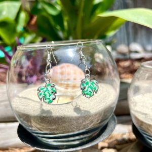 Recycled Plastic Monstera Earrings