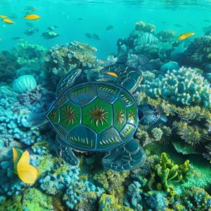 Handpainted large Turtle deco