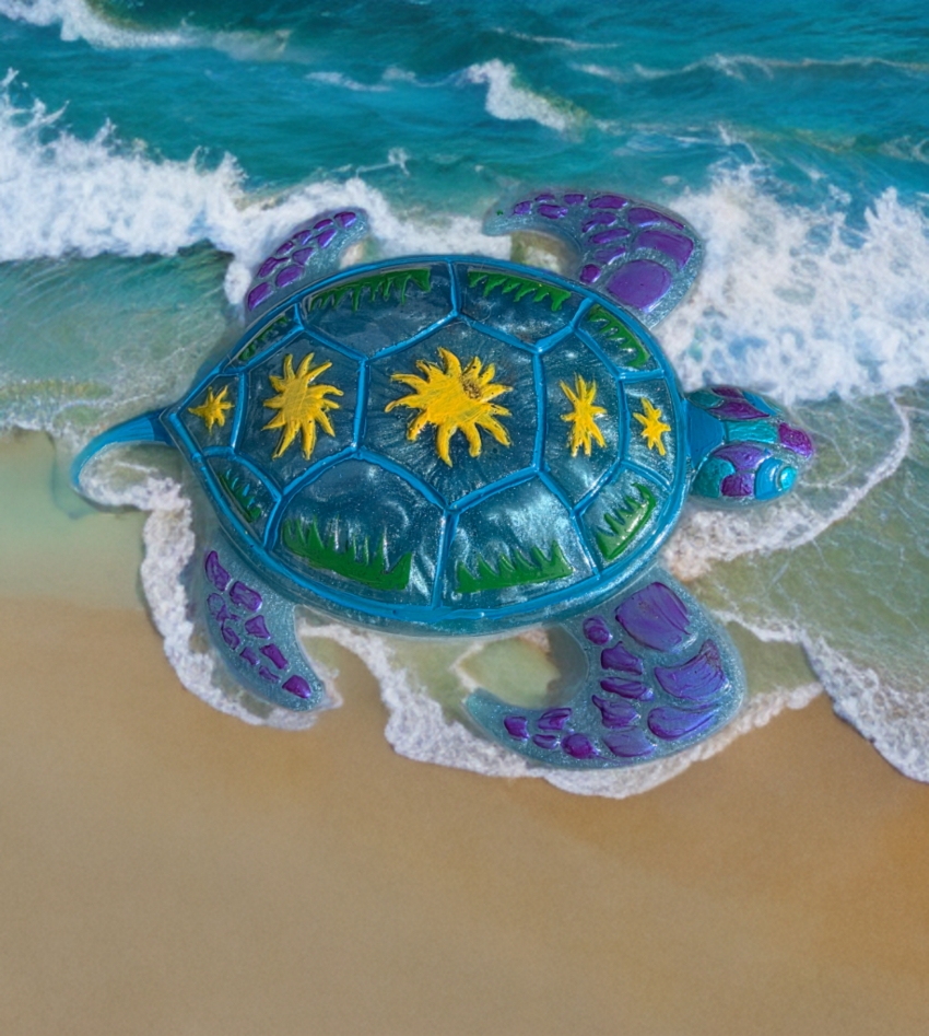 Handpainted large Turtle deco