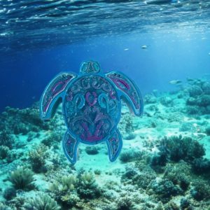 Handmade resin painted turtle