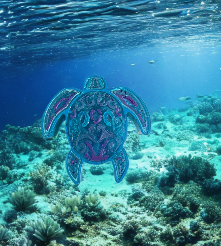 Handmade resin painted turtle - Image 2