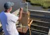 Artist David Beal painting during Fresh A Plein Air Event. Photo courtesy of Carol Beal 696x1166 1